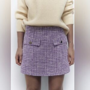 Zara Purple Tweed Mini Skirt
